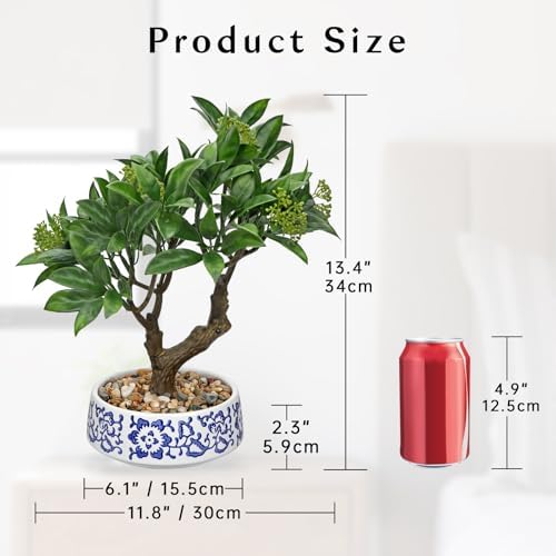 Artificial Bonsai Tree, Small Bay Laurel Bonsai Tree 13" Indoor Bonsai Tree - Image 2