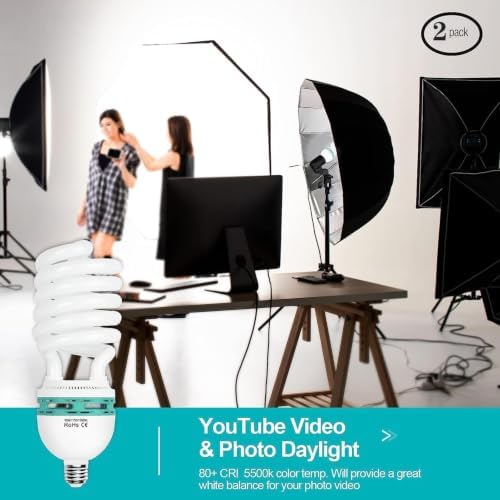 EMART Full Spectrum Light Bulb, 105W CFL Light Bulbs for Photography 2Pack - Image 4