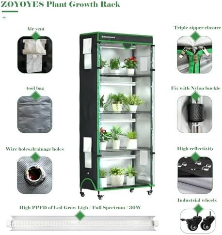 Indoor Greenhouse Kit with Grow Lights & Cover, 36"W x 18"D x 72"H - Image 4