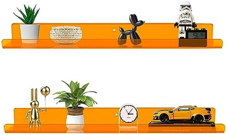 ROYALITA 2-Pack Acrylic Shelves Wall Mounted, 24 Inch Floating Shelves - Image 5