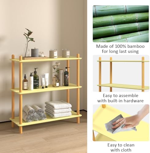 3-Tier Bamboo Freestanding Shelf Unit, Versatile Open Shelf Display - Image 6