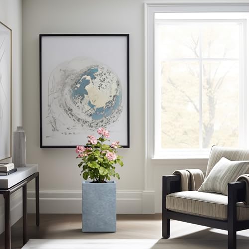 Kante Accent Tall Square Blue Gray Concrete Planter 16" H, Outdoor - Image 5