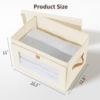 Homsorout Large Closet Storage Bins - Collapsible Clothing Organizer with Handles & Window, Decorative Bin with Lids, Linen Closet Organizers for Living Room, Dorm, 6 Pack, Beige - Image 7