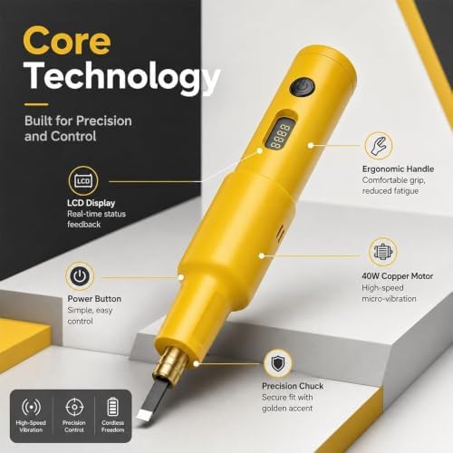All-in-One Electric Carving Tool Set, 2026 Upgraded Cordless electric wood carving tools with 5/10/20 Interchangeable Chisel Blades, Handheld Electric Chisel for Woodworking，Blue-5 Blades - Image 3