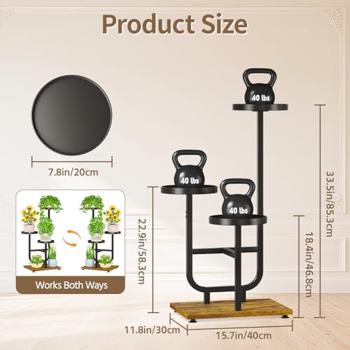 LASZOLA Plant Stand Shelf Tall for Indoor Corner, 3 Tier Metal Black - Image 2