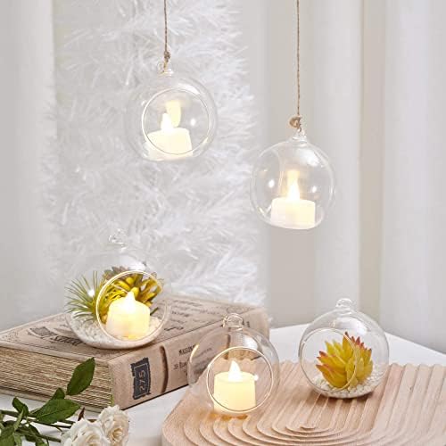 Hanging Glass Candle Holder, Globe Glass Tea Light Holder, Hanging Glass Vase, Flower Plants Terrarium, Glass Orbs Container, Micro Landscape DIY for Home, Office, Wedding (2.36" 24Pcs) - Image 3