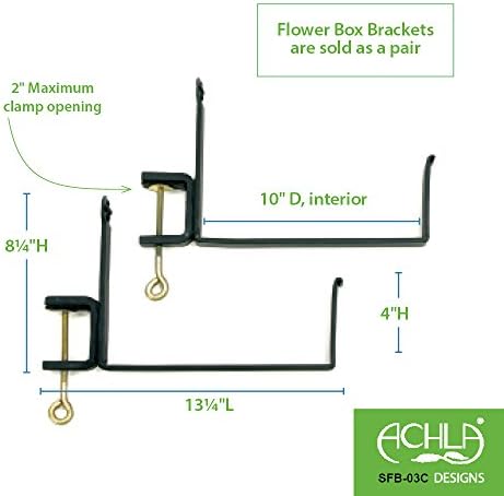 Achla Designs SFB-03C, 10 inch Railing clamp Window Flower Box Brackets, Black - Image 3