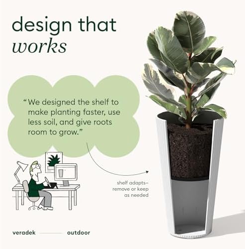 Veradek Demi Series Tall Planter - Tall Tapered Outdoor Planter with Shelf - Image 5