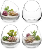 MyGift 5 Inch Premium Clear Glass Air Plant Terrarium, Tealight Candle Holder, Succulent Cactus Plant Vase, Set of 4 - Image 2