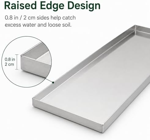 Stainless Steel Plant Tray with a 0.8-Inch Raised Edge - Image 6