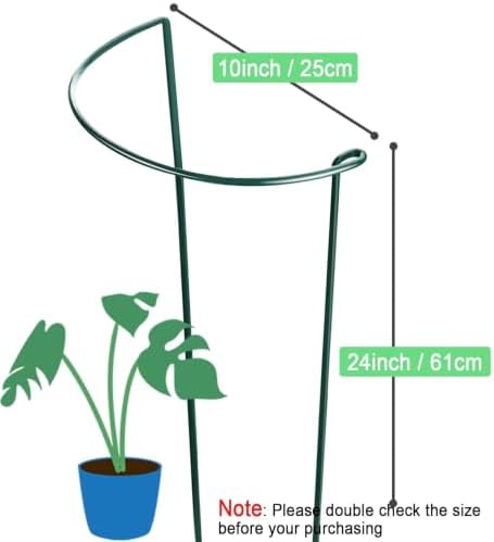 HiGift Peony Cages and Supports 24" H x 10" W, 8 Pack Tall Snake Plant Support Stake Half Round Metal Garden Stake for Indoor and Outdoor Plants, Flower Support Ring Border for Tomato,Hydrangea,Rose - Image 2
