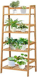 COSTWAY 4-Tier Ladder Shelf, Bamboo Plant Stand Rack by COSTWAY
