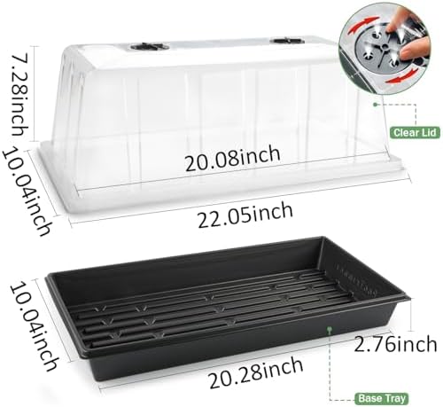 1020 Seed Starting Trays with Tall 7.3" Humidity Dome, No Hole, 5-Pack - Image 2