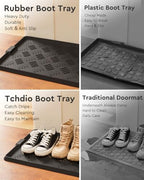 tchdio Extra Large Boot Tray Rubber Boot Tray, Non Slip Shoe Tray for Entryway, Multipurpose Boot Mat Tray, Durable Entryway Mud Mat Tray for Front Door Mat, 16x47.5 Inches - Image 2