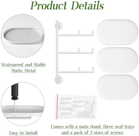 YQSLYSF Window Rotating Plant Stand Shelf Indoor White Metal Floating Shelves 3-Tier Wall Mount Plant hanger Holders for Wall Planter Modern Home Decor window sill gifts - Image 4