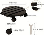 2Pcs Plant Roller Stand with Lockable 360° Rotating Wheels Wood Flowerpot Tray for Potted Plants Easy Assembly Round Plant Base for Indoor Outdoor Planters Whiskey Barrels - Image 2