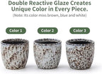 4+5.75 Inch Ceramic Planter Set of 2 with Drainage Hole and Saucer for Plants, Indoor-Outdoor Large Round Succulent Orchid Flower Pot -Reactive Glaze Speckled(Inner-pots not Larger Than 5 Inch) - Image 2