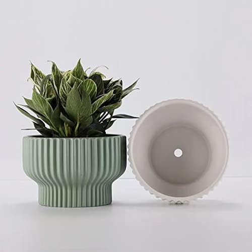 Puoyik 2 Piece Set of Flower Pots 8/6 inches, Ceramic Flower Pots with Drainage Holes, Indoor and Outdoor Plant Flower Planter (7.8/5.9 White) - Image 5