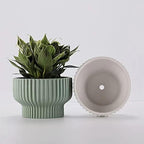 Puoyik 2 Piece Set of Flower Pots 8/6 inches, Ceramic Flower Pots with Drainage Holes, Indoor and Outdoor Plant Flower Planter (7.8/5.9 Green) - Image 3