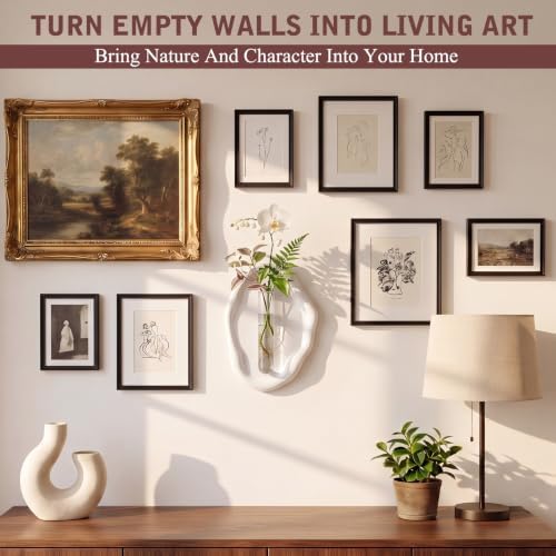 Modern Wall Mounted Resin Vase with Magnetic Glass Tube, White - Image 3