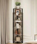CHOEZON 6-Tier Corner Shelf, Corner Bookcase, 66.9" Tall Vertical Display Rack, Plant Stand, Open Storage Shelf, for Living Room, Bedroom, Study, Kitchen, Greige and Black TCJ13BG by Choezon