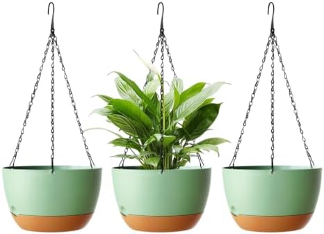 Hanging Planters, 3 Pack, Self-Watering, 10 Inch, Green by Unknown