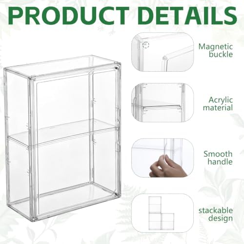 2 Pack Mini Plant Greenhouse, Transparent Stackable Greenhouse, Magnetic Door, Adjustable Partition, Large Opening Design, for Window Sill Desktop Seed Starting, Succulent Growing - Image 4