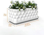 Garden Bed Outdoor, Planter Box with Drainage Holes, Fiberglass Flower Planter for Patio Balcony Vegetable Herb Growing - Image 2