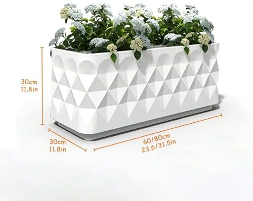 Garden Bed Outdoor, Planter Box with Drainage Holes, Fiberglass Flower Planter for Patio Balcony Vegetable Herb Growing - Image 2