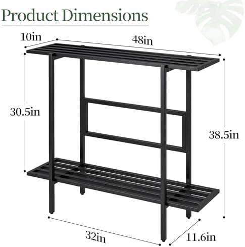 Heavy Duty Plant Stand Outdoor Indoor, Large Metal 48" L x 10" W x 38"H - Image 3