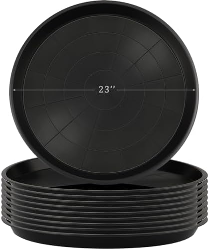 Eccliy 10 Packs 23 Inch Large Black Plant Saucers Plastic Trays by Eccliy