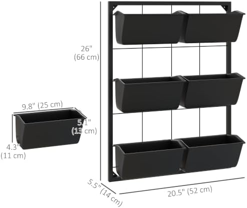 Outsunny 3-Tier Wall Planter w/ 6 Pots, Outdoor Hanging Planter, Black - Image 7