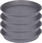 4 Pack of 16 inch Plant Saucer, Heavy Duty Round Plant Trays for Pots, Bird Bath Bowls, Plant Water Tray, Flower Plant Saucers for Indoors (16", Cement Gray) by Bleuhome