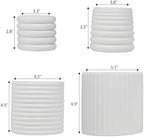 JONATHAN Y Silas Modern Minimalist Handmade Concrete Fluted Sculptural Cylinder Planter Set with Drainage Holes, Matte White (Set of 4) (PLN1000B-4SET) - Image 3