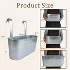 8 Pack 17" Galvanized Hanging Railing Planters with Hooks and Drainage - Image 5