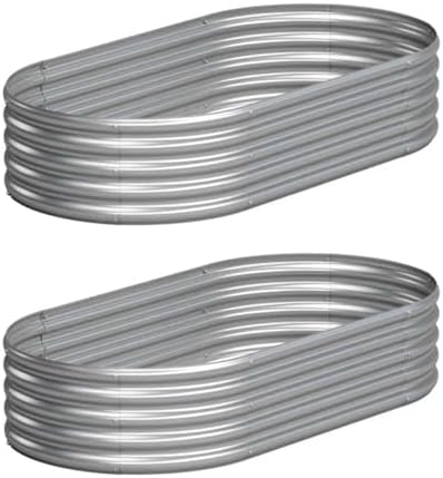 2PCS 4x2x1FT Galvanized Metal Raised Garden Bed,Outdoor Planter Box for Vegetables by Yortrek