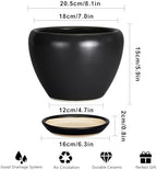 Ceramicfor Ceramic Planter Pot - 8 Inch Plant Pot with Drainage Hole and Saucer Round Planter for Indoor Plants Modern Outdoor Flower Pot for House Balcony Black - Image 3