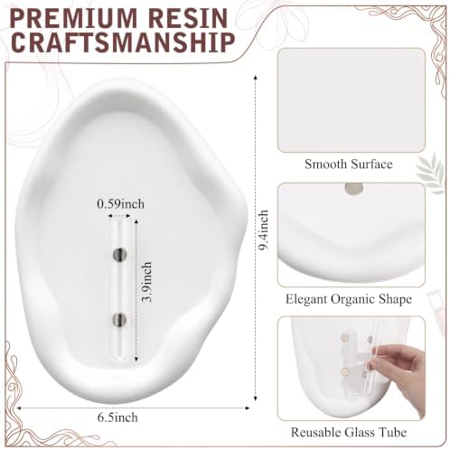 Modern Wall Mounted Resin Vase with Magnetic Glass Tube, White - Image 2