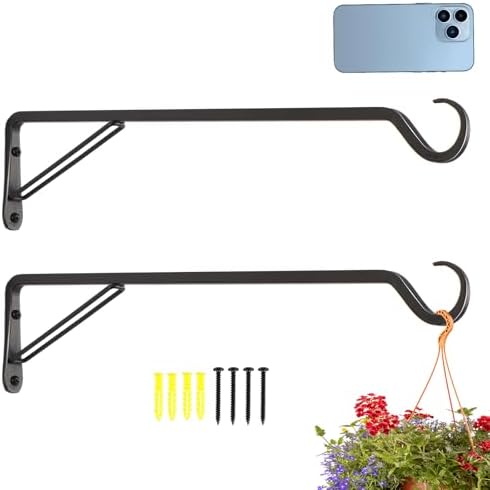 AILIN YELOKIE 2 Pack Extra Long 19 Inch Heavy-Duty Rust-Resistant Solid Steel Plant Hangers and Bird Feeder Hangers for Indoor and Outdoor Decor, Wall Hooks by YELOKIE