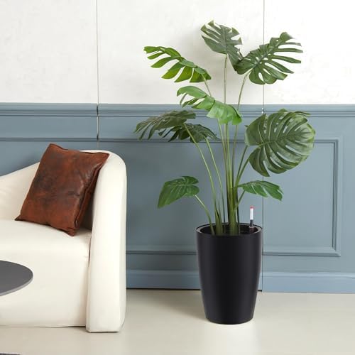 Self-Watering Tall Planter Set – 2 Large 16" & 22" Black Plastic Flower Pots with Drainage, Water Level Gauge – Indoor Outdoor Use, Patio, Porch, Balcony, Garden, Home Office - Image 3