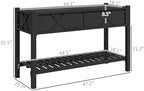 47 Inch Elevated Wood Raised Garden Bed with Storage Shelf, Black - Image 3