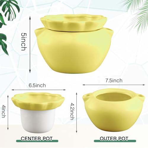 6.3 Inch African Violet Pots, Yellow Self Watering Pot for Indoor Plants, Ceramic Easy Plant Self Watering Pot for Thriving Plant Flower Maintenance - Image 3