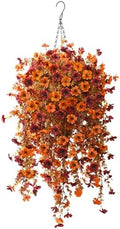 Fake Mums Fall Artificial Hanging Flowers Baskets for Outdoor Decoration by HomeD%C3%A9cor