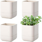 Phoenix Vine 4.5 Inch Wall Mounted Self-Watering Planter Pot for Indoor Houseplants and Herbs | Hanging Planter for Window Sills, Bathroom Walls, Home & Office Décor, Oatmeal, Set of 4, 01-B-G-4 by Phoenix+Vine