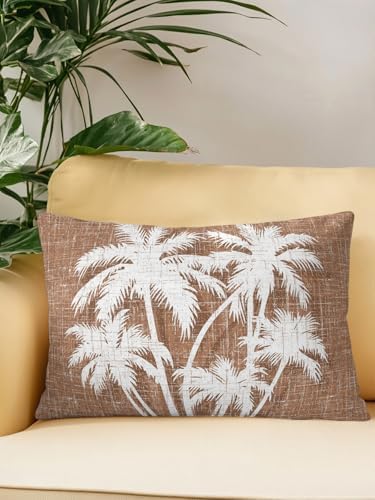 Throw Pillow 12x20 Inch, Tropical Palm Tree Waterproof Outdoor Pillow Covers for Patio with Insert, Vintage Brown Exotic Botanical Plants Decorative Pillowcase Cushion for Couch, Sofa, Bed, Garden - Image 2