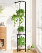 LASZOLA Hanging Plant Stand Shelf Indoor Tall, Corner 2 Tier Black 61 In by LASZOLA