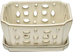 W&W Orchid Pot with Holes and Saucer for Repotting, Cream White, 9.7 Inch - Image 2