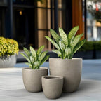 Kante Round Concrete Planter Set of 3, Large Outdoor Indoor Plant Pots with Drainage Hole, 10/14/18-Inch Diameter Flower Pots for Patio, Garden and Home, Weathered Concrete - Image 4