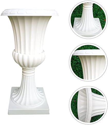 Happyyami Outdoor Planters White Urn Planter Plastic Wedding Flowerpots Roman Pillar Plant Pot Rustic Greek Column Statue Vintage Style Wedding Centerpieces Vase for Front Porch Door Planter - Image 7