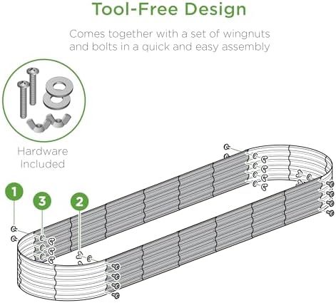 Best Choice Products 8x2x1ft Outdoor Metal Raised Garden Bed, Oval Deep Root Planter Box for Vegetables, Flowers, Herbs, and Succulents w/ 108 Gallon Capacity - Sage Green - Image 4